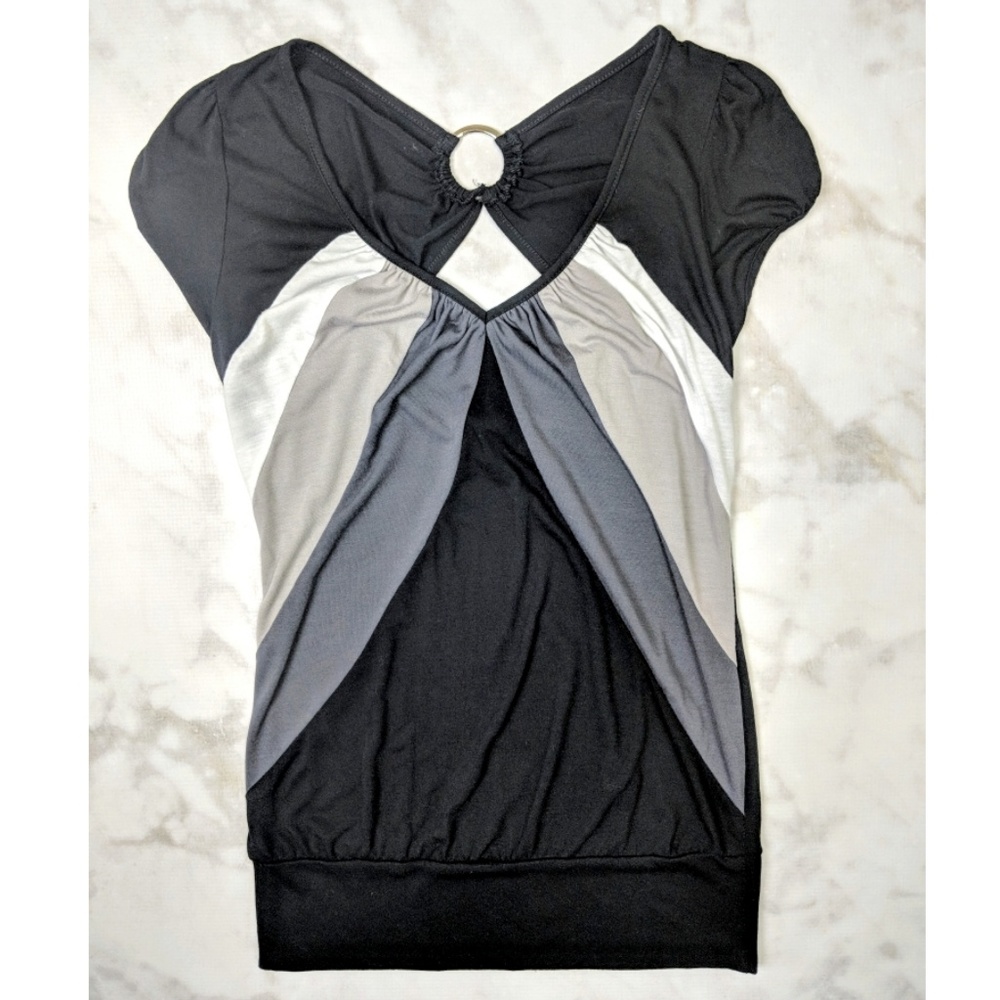 Volume One Black & Gray Color block top